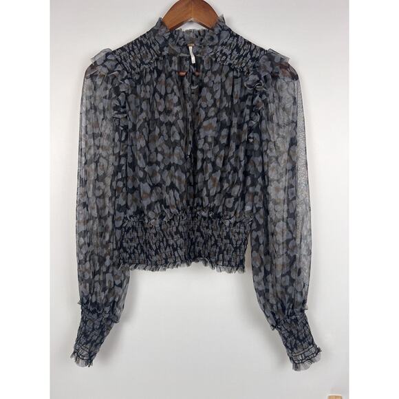 Free People Twyla Top in Printed Black Combo. Sz S - Picture 10 of 11